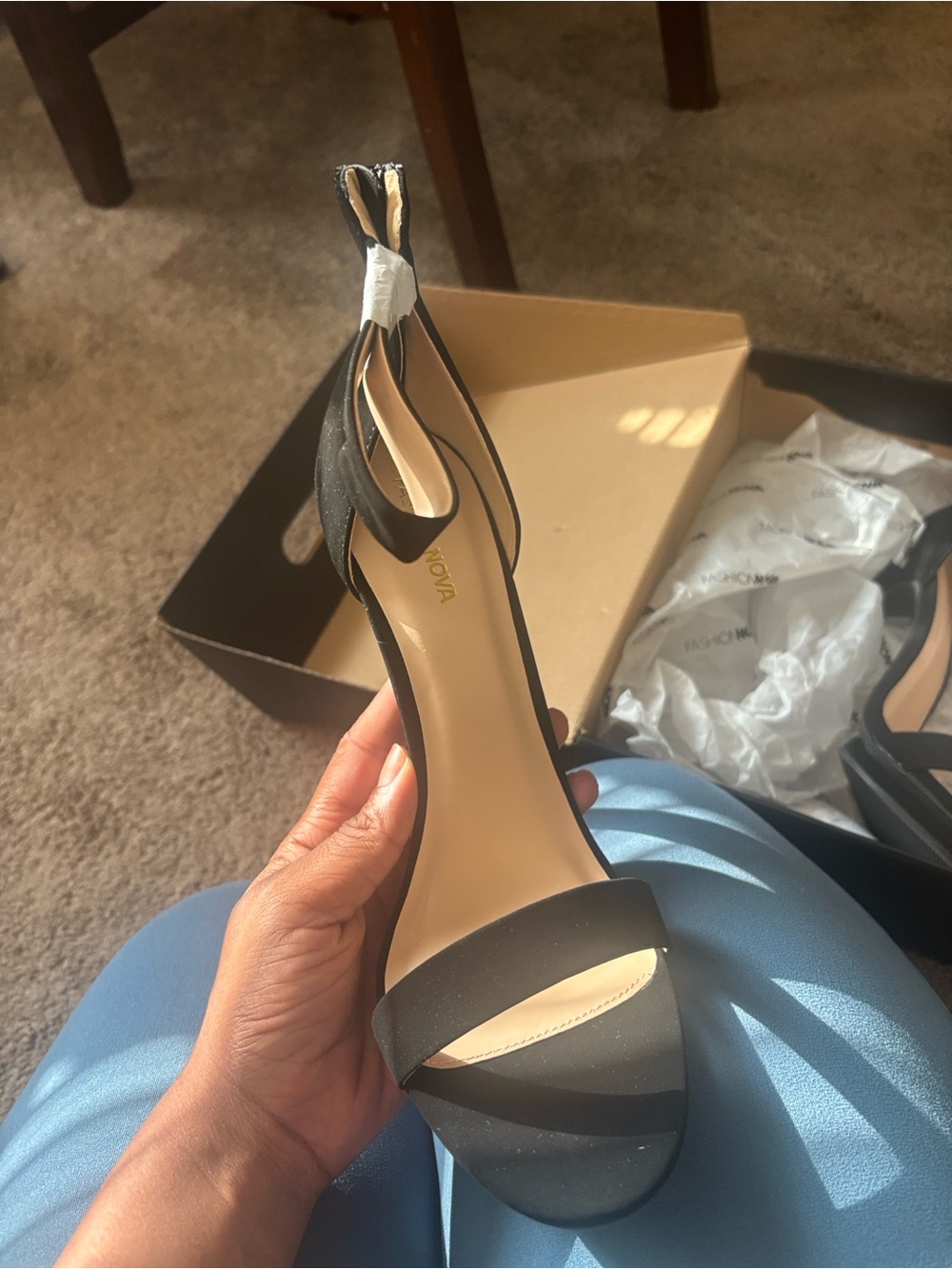 Fashion Nova Black High Heel Open-Toe - Picture 3 of 10